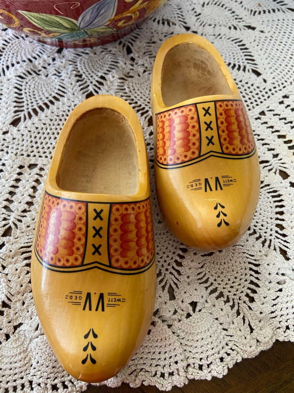 Vintage Hand Carved Dutch Holland Wooden shoes WETT GED